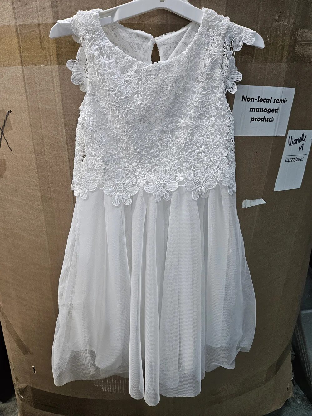 White Floral Lace Tulle Girls Dress - Sleeveless Formal Occasion